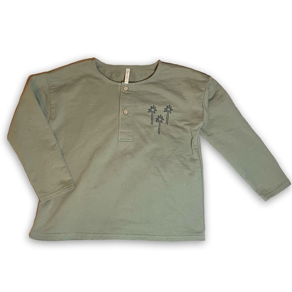 Rylee + Cru sz 6-7 long sleeve palm tree henley
